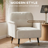 Fauteuil d'accent moderne capitonné avec pieds métalliques, Fauteuil de lecture rembourré pour salon