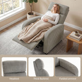 Corduroy Home Theater Seating, Push Back Recliner Chair with Padded Seat for Living Room