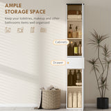 Tall Bathroom Cabinet with 2 Cupboards and Drawer, Slim Bathroom Storage Cabinet with Adjustable Shelves