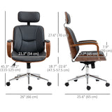 Office Chair, PU Leather Desk Chair with Removable Headrest, Adjustable Height, Tilt Function and with Wheels