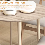 Folding Dining Table, Round Drop Leaf Kitchen Table for Small Spaces with Wood Legs