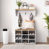 2-in-1 Hall Tree, 5-Hook Coat Rack Shoe Bench Set w/ Bench and Shoe Storage for Entryway