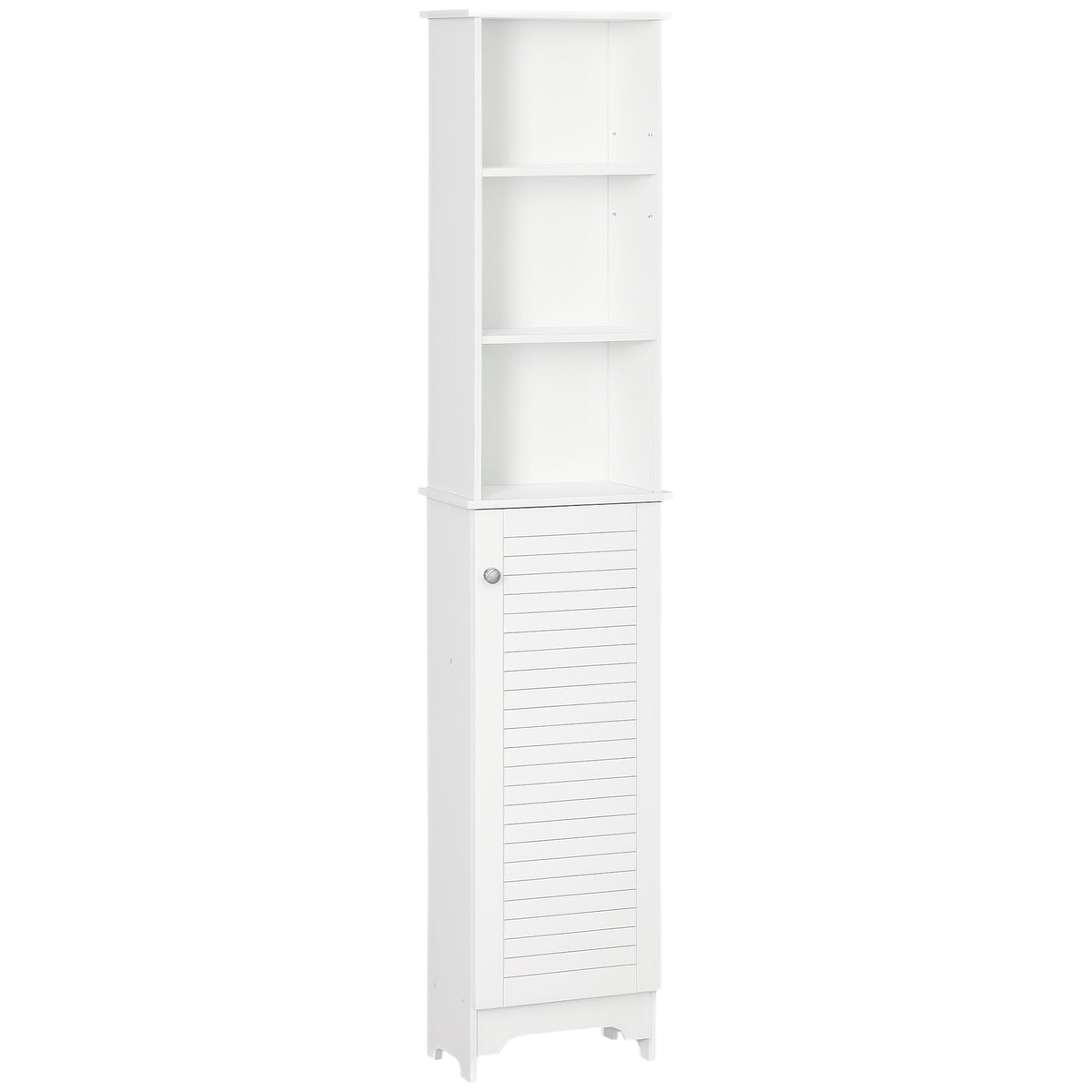 Tall Bathroom Storage Cabinet, Freestanding Linen Tower with 3-Tier Open Adjustable Shelf