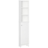 Tall Bathroom Storage Cabinet, Freestanding Linen Tower with 3-Tier Open Adjustable Shelf