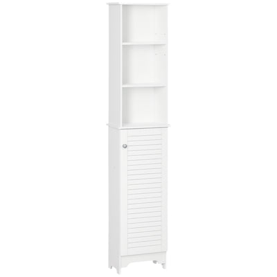 Tall Bathroom Storage Cabinet, Freestanding Linen Tower with 3-Tier Open Adjustable Shelf