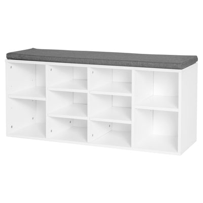 Shoe Bench with Storage, Upholstered Entryway Bench with Adjustable Shelves