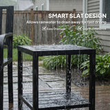 Outdoor Coffee Table 2-Tier Patio Coffee Table with Storage Shelf, Adjustable Feet for Garden Balcony Poolside