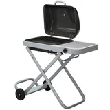 Portable Propane Gas BBQ Grill with Foldable Cart, Wheels, 9500 BTU Gas Barbecue Grill with Piezo Ignition Burner