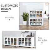 Modern Kitchen Sideboard, Stackable Storage Cabinet, Sliding Glass Door Console