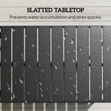 Outdoor Coffee Table, All-Weather Rectangle Metal Patio Coffee Table with Slatted Tabletop for Outside