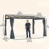 10' x 13' Outdoor Hardtop Pergola Gazebo with Polycarbonate Roof