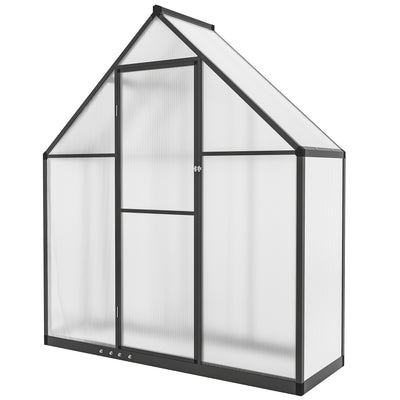 Polycarbonate Greenhouse Walk-in Greenhouse with Swing Door and Adjustable Window, 5.5 x 2ft
