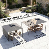 Patio Gazebo with Double Roof Outdoor Gazebo Canopy with Extendable Shade 10.5′ x 10.5′