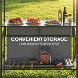 8' x 5' Grill Gazebo Canopy, Outdoor BBQ Shelter with 2 Side Shelves