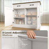 Kitchen Island with Sitting Space, Sideboard Cabinet with 2 Drawers and 2 Adjustable Shelves for Dining Room