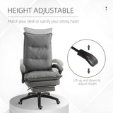 Office Chair 360° Swivel Adjustable Height Linen Style Fabric Recliner with Retractable Footrest and Double Padding