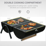 Outdoor Charcoal BBQ Grill, Tabletop Folding Barbecue Grill with Handle, 17.3