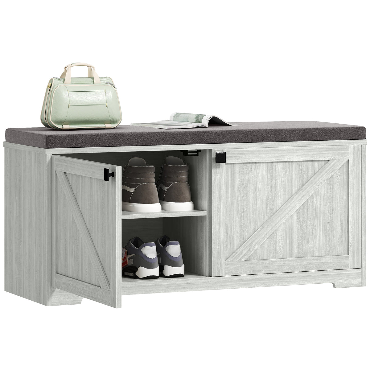 Shoe Storage Bench with Padded Seat, Entryway Bench Holds up to 352 lb, Shoe Organizer, 8 Pairs