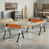 Saw Horses 2 Pack, Folding Heavy Duty Sawhorses with Adjustable Height and 2x6 Bracket