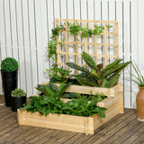 Jardinière en bois surélevée avec treillis pour plantes grimpantes, lit de jardin surélevé 3 niveaux