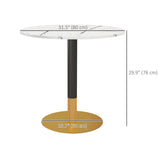Table à manger ronde, base en acier, petite table de cuisine compacte