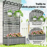 Wood Planter with Trellis for Vine Climbing, Raised Garden Bed