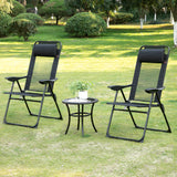 Set of 4 Camping Chairs, Outdoor Folding Lounge Chair Set with 5 Level Adjustable Backrest, Removable Headrest