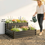 2 Tier Galvanized Raised Garden Bed, Steel Planter Box for Vegetables, 47