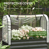 Raised Garden Bed with Cover, Metal Elevated Planter Box with Bottom Shelf and Liner