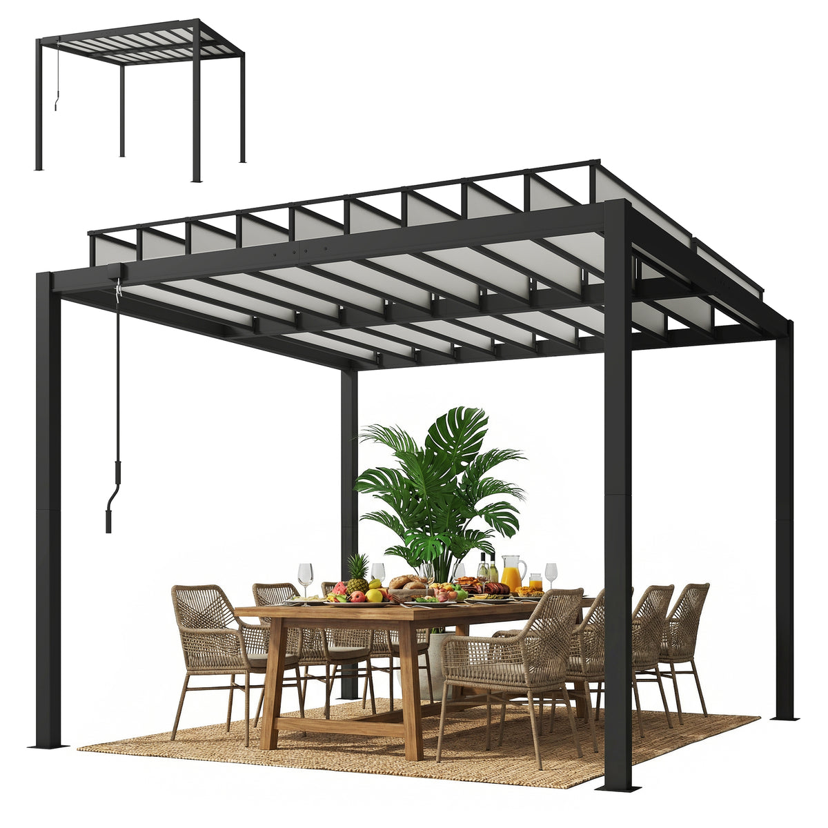 9.5 x 10 ft Louvered Pergola with PC Roof