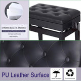 Banc de piano réglable avec rangement et rembourrage en cuir PU souple