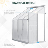 6' x 4' Aluminum Lean-to Greenhouse Polycarbonate Walk-in Garden Greenhouse with Adjustable Roof Vent