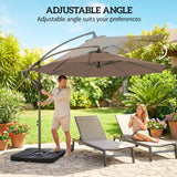9.6ft Offset Patio Umbrella Garden Hanging Parasol Banana Cantilever Umbrella with Base