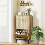 Meuble à chaussures étroit avec tiroirs basculants, cabinet à chaussures avec tablettes ajustables, tiroir coulissant, capacité 8 paires