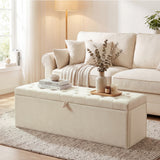 Storage Ottoman, Upholstered Velvet End of Bed Bench
