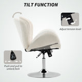 Swivel Office Chair, Velvet Desk Chair with Wide Bucket Seat, Tilt Function and Round Base