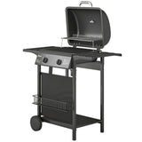 2-Burner Propane Gas Grill, 18000 BTU BBQ Grill with Wheels, Warming Rack, Shelf