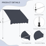 6.6'x5' Manual Retractable Patio Awning Sun Shelter Window Door Deck Canopy