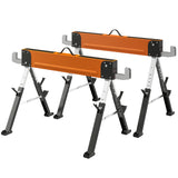 Saw Horses 2 Pack, Folding Heavy Duty Sawhorses with Adjustable Height and 2x6 Bracket