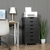 7-drawer Vertical File Cabinet for Home Office, Storage Cabinet with Wheels