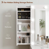 Makeup Vanity Desk with Mirror and Lights, Dressing Table with 7 Drawers, 6 Hidden Sliding Storage Compartments