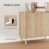 Accent Cabinet with Doors & Adjustable Shelf, Freestanding Console Cabinet with Wood Legs
