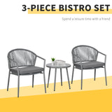 3-Piece Rattan Bistro Set, Garden Seating Group with 2 Armchairs and Coffee Table
