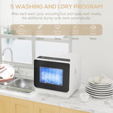 Countertop Dishwasher with Built-in 6L Water Tank, 5 Wash Programs