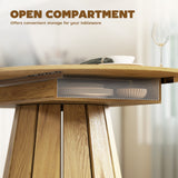 Extendable Dining Table, Round to Oval Convertible Kitchen Table with Storage Shelf for Dining Room