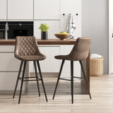 Lot de 2 chaises de bar de hauteur comptoir en cuir PU, tabourets de bar de 70,5 cm avec pieds en métal pour salle à manger