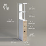 Tall Bathroom Storage Cabinet, Narrow Bathroom Cabinet with Drawers and Open Shelves for Small Spaces