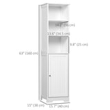 Tall Bathroom Storage Cabinet, Freestanding Tower Cabinet with Adjustable Shelf, 3 Open Shelves