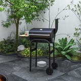 Barbecue au charbon de bois avec tablettes et roues