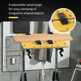 Établi portable, support d'outils d'atelier avec table de travail réglable en hauteur sur 6 niveaux, table de scie de menuisier avec 4 pinces, cadre en acier